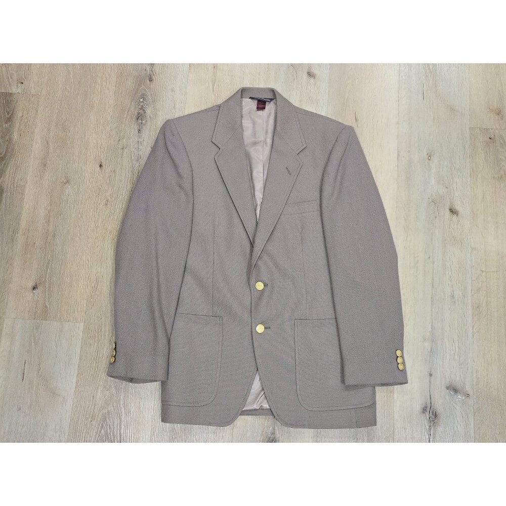 WFF by Farah Tan Blazer Mens 38S Gold Button Ivy Preppy Patch Pocket